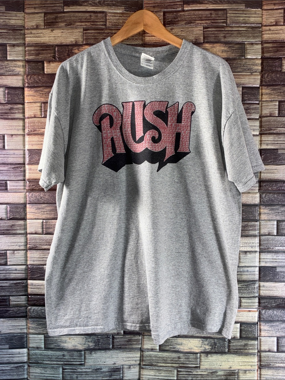EUC RUSH Logo (with BLAH BLAH BLAH IN RED) shirt Heather Grey T Shirt Gildan